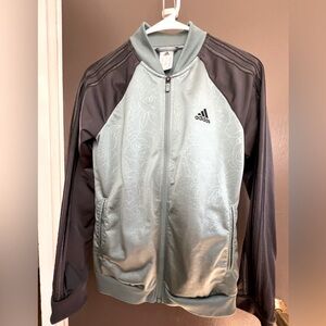 Adidas Teal Blue and Black Floral Print Track Suit Jacket Top Small